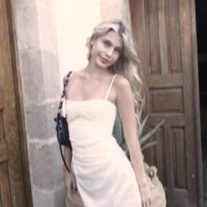 Pepper Mayo Cream Satin Dress Worn Once